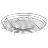 Round metal wire rack with concentric rings, flat round insert in the center, and three small feet