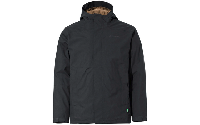 Schwarze Kapuzenjacke mit Reißverschluss vorne und langen Ärmeln