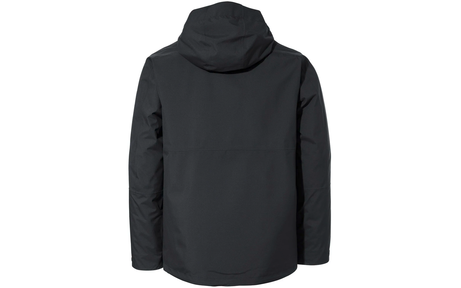Schwarze Jacke mit Kapuze, Rückansicht