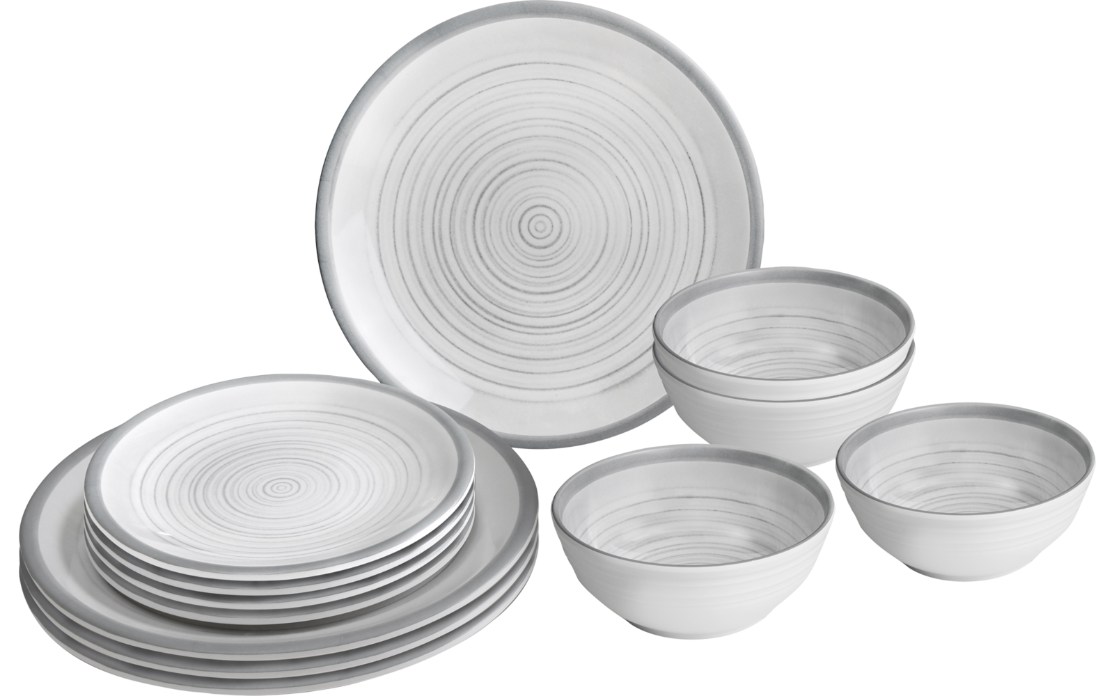 Produktbild Brunner Midday Geschirrset Melamin Mineral 12-teilig Porzellan-Touch Antirutsch BPA-frei 1