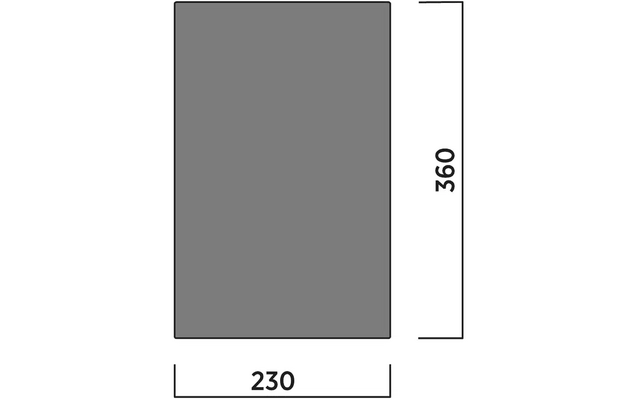 Graues Rechteck auf weißem Hintergrund mit Maßen 230 x 350 Pixel