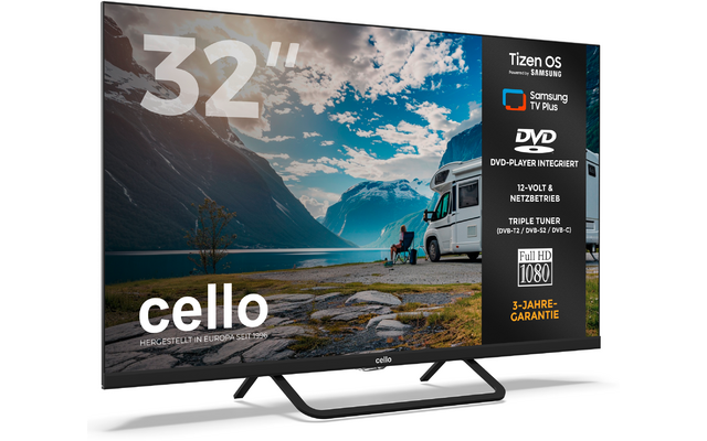 Product afbeelding Cello CTrav Smart Tizen OS Camping LED TV mit Triple Tuner, WLAN, Bluetooth, 12/24/230 V 1