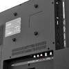 Rückseite eines Flachbildfernsehers mit Etikett "cello", runden Befestigungsnasen, seitlichen HDMI-Anschlüssen und einem Anschlussfeld mit Power-, Netzwerk-, Video-, Audio- (L/R) und TV-Konnektoren