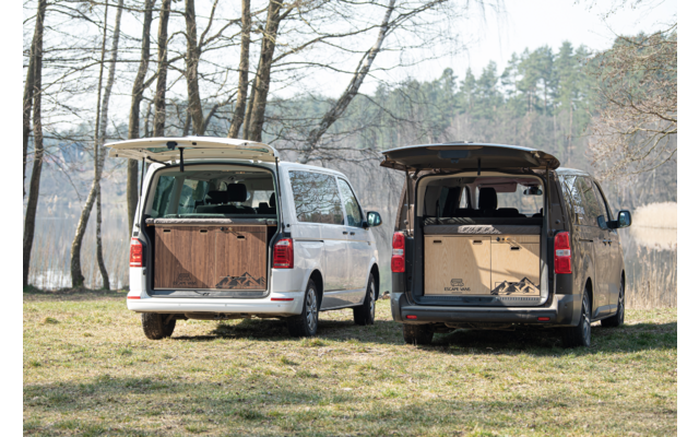 Escape Vans Tour Box XL Folding Table/Bed/Drawer Box Renault Traffic /Opel Vivaro B/Fiat Talento Walnut