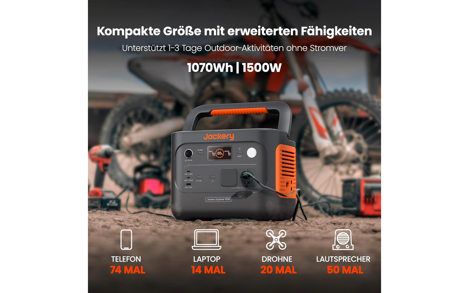Produktbild Jackery Explorer 1000 v2 Tragbare Powerstation 1070 Wh / 1500 W 1