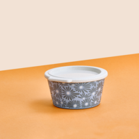 Koziol Blomster Box schaal met deksel 700 ml stapelbaar / luchtdicht / lekvrij natuur bloem blauw margriet