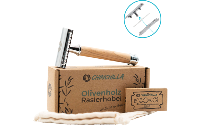 Chinchilla razor plane including 10 razor blades and cotton bag