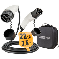 Absina Ladekabel Typ 2 Mode 3 f&uuml;r Elektroautos 22 kW / 32 A / 7,5 Meter