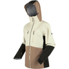 Jacke mit zwei Farben, beige und schwarz, mit Kapuze, vorne Reißverschluss