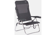 Chaise pliante noire avec cadre en métal sur fond clair