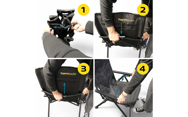 Produktbild Horntools Campingstuhl Recliner faltbar verstellbare R&uuml;ckenlehne bis 150 kg 1