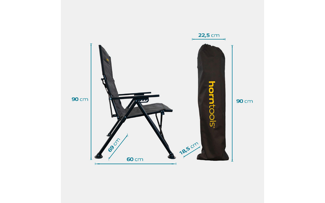 Product image Horntools camping chair Recliner foldable adjustable backrest up to 150 kg 1