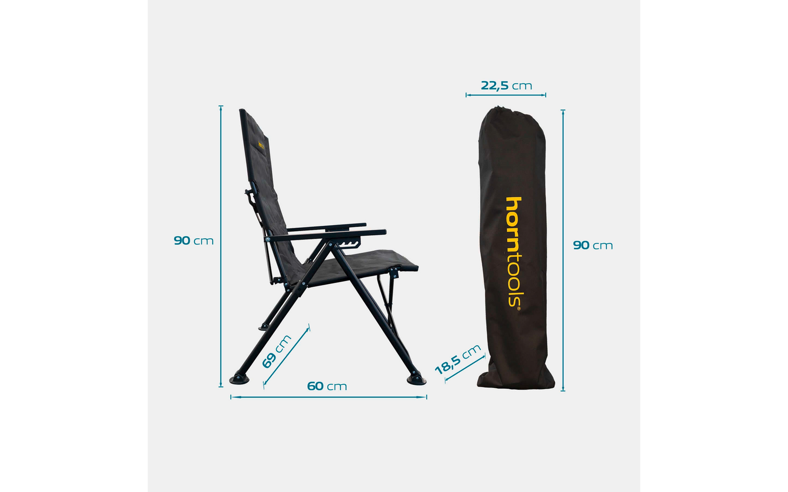 Product image Horntools camping chair Recliner foldable adjustable backrest up to 150 kg 1