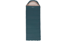 Blauwe rechthoekige slaapzak met beige gevoerde kap