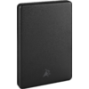 Un disque dur externe rectangulaire noir avec des bords arrondis