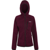Damenjacke mit Kapuze, dunkelrot, Reißverschluss vorne, aus Fleece