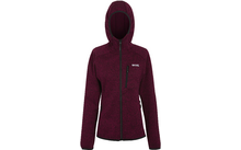 Chaqueta con capucha para mujer, rojo oscuro, cremallera frontal, hecha de forro polar