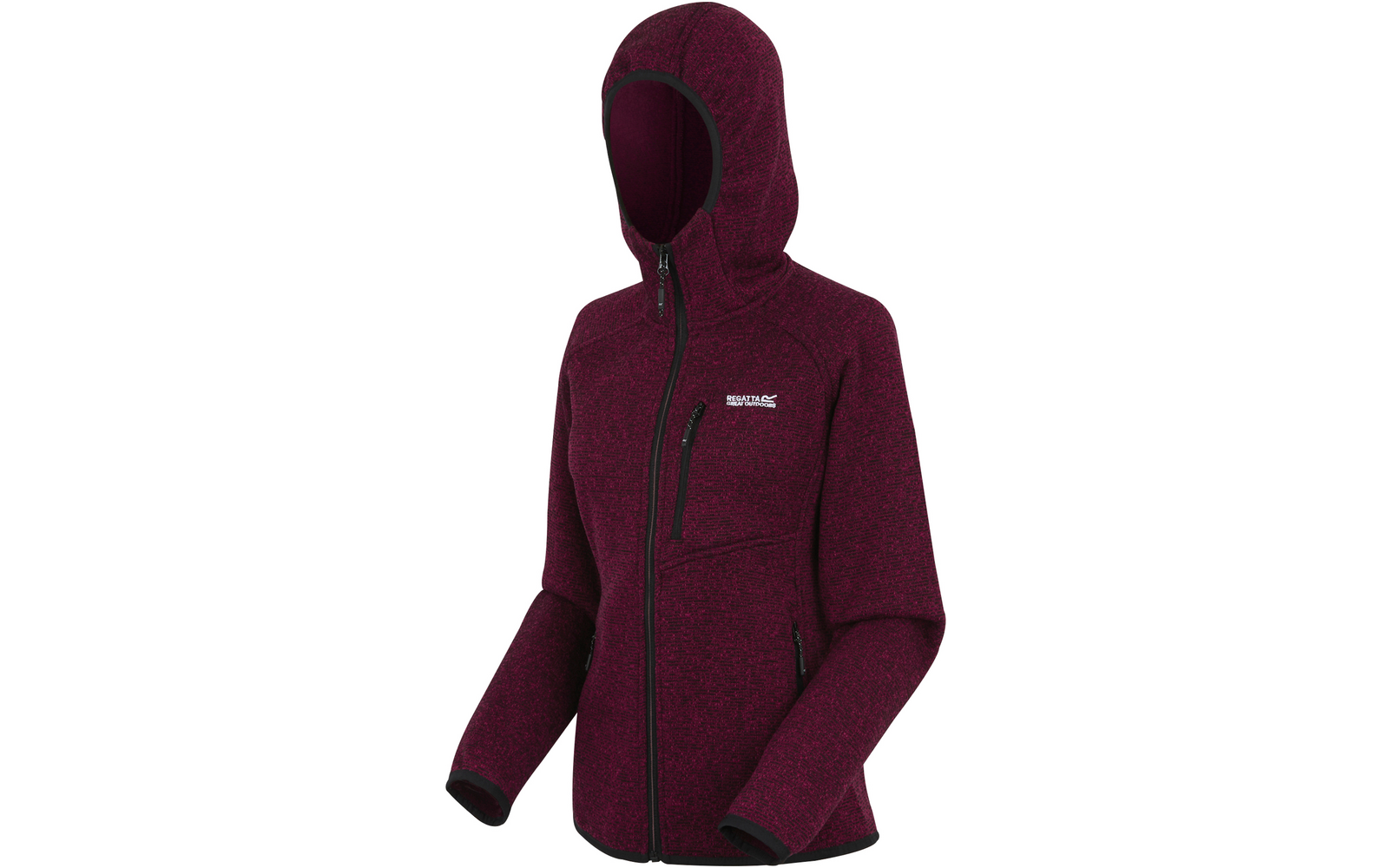 Bordeauxfarbige Kapuzenjacke mit Reißverschluss und langem Arm