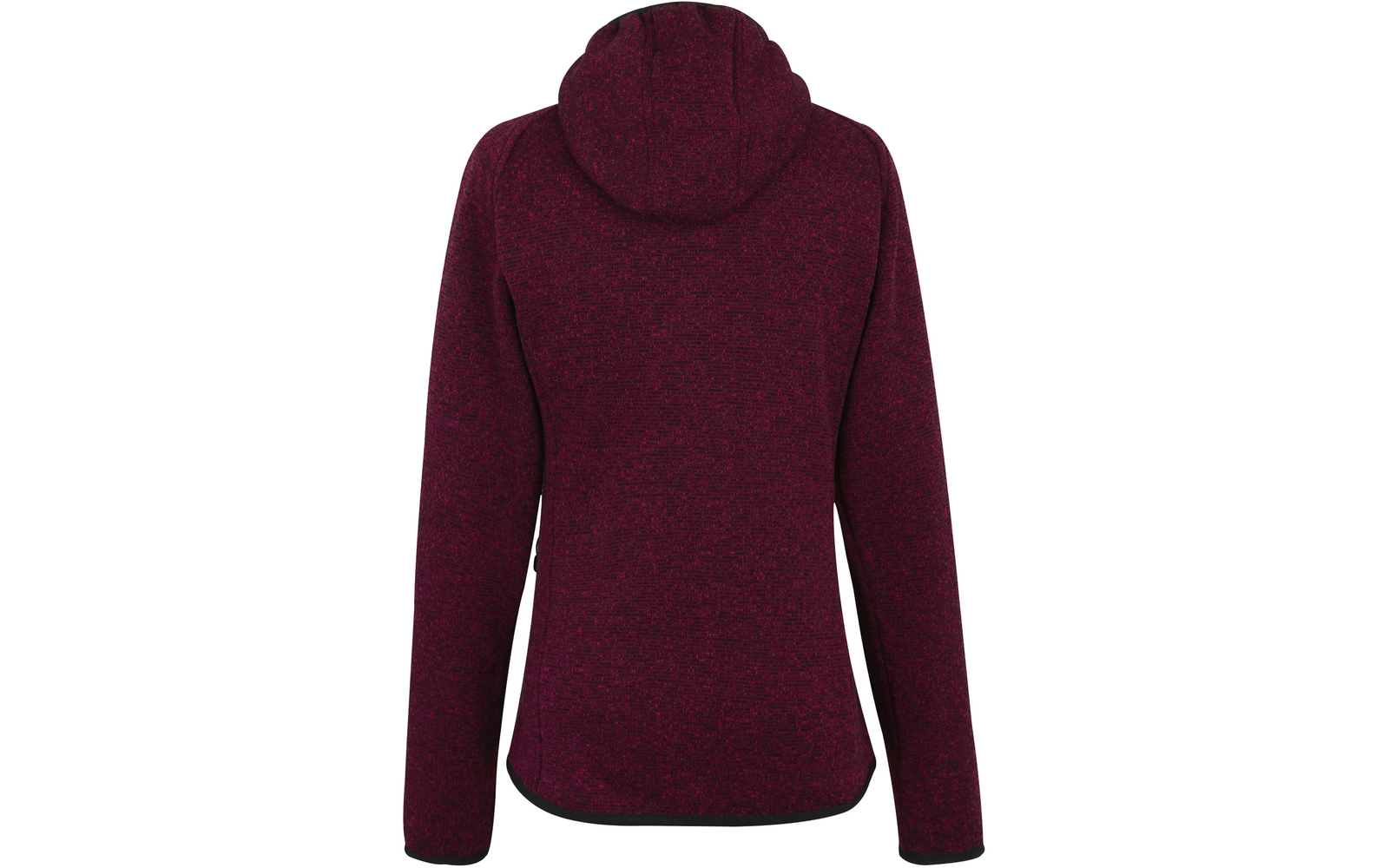 Vorderansicht eines lila Kapuzenpullover aus Fleece