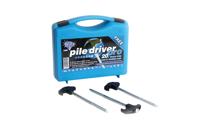 Blue Diamond Pile Driver Pegs Pro Zeltheringe aus Stahl 20 teilig