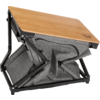 Petite table pliante avec plateau en bois et cadre métallique noir