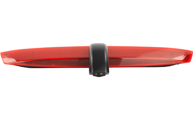 Rotes Skateboard-Deck mit schwarzem Truck und Rad auf weißem Hintergrund