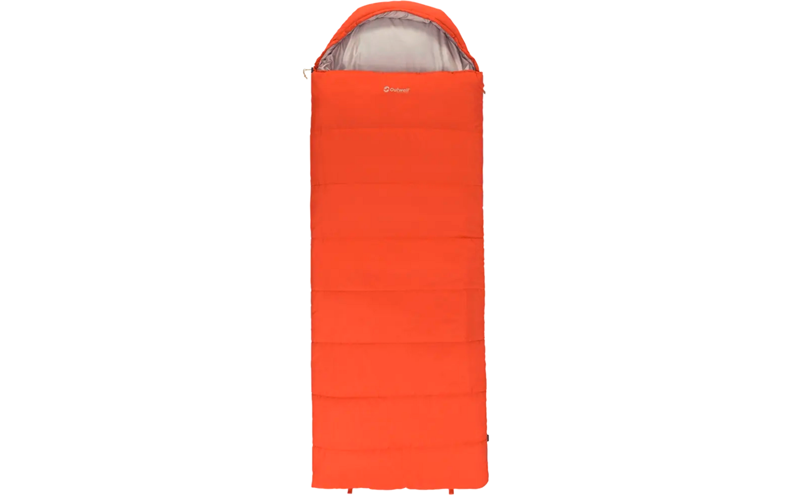 Oranje slaapzak met lichtgrijze voering