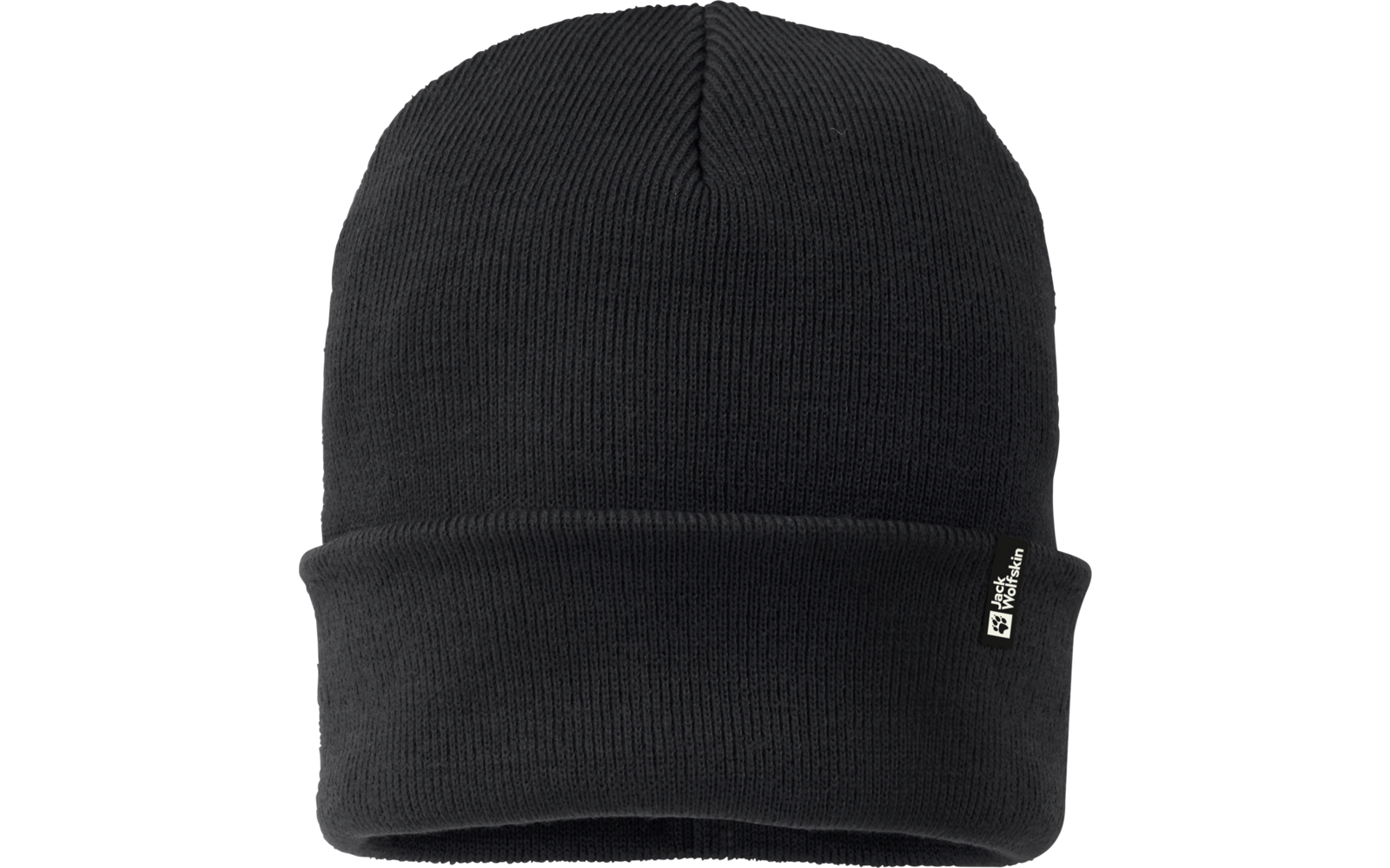 Schwarze Strickmütze mit Umschlag