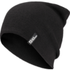 Schwarze Strickmütze mit kleinem weißen Logo