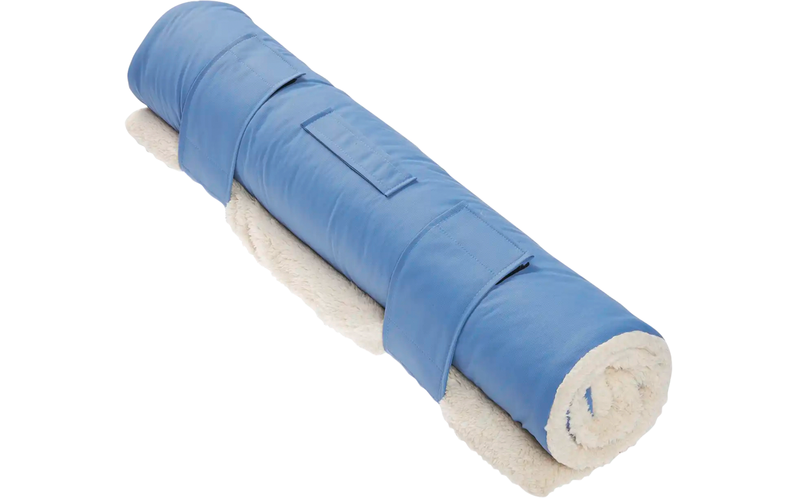 Aufgerollte blaue und weiße Yogamatte