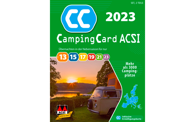 Guide de camping ACSI CampingCard 2023 avec carte de réduction Édition allemande