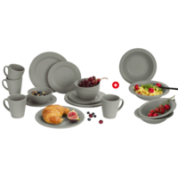 Berger Kynne Geschirr-Set & Suppenteller 16+4-tlg. grau für 4 Personen