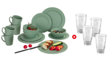 Berger Kynne tableware set green + 2 x long drink glass set