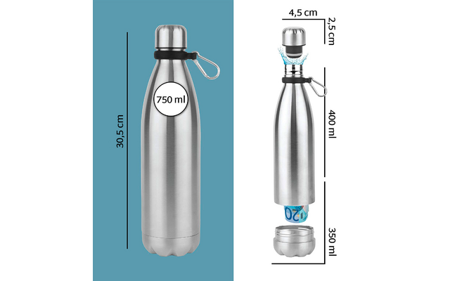 kh-Security Hidden Safe (Design: Stainless Steel Bottle) Silver