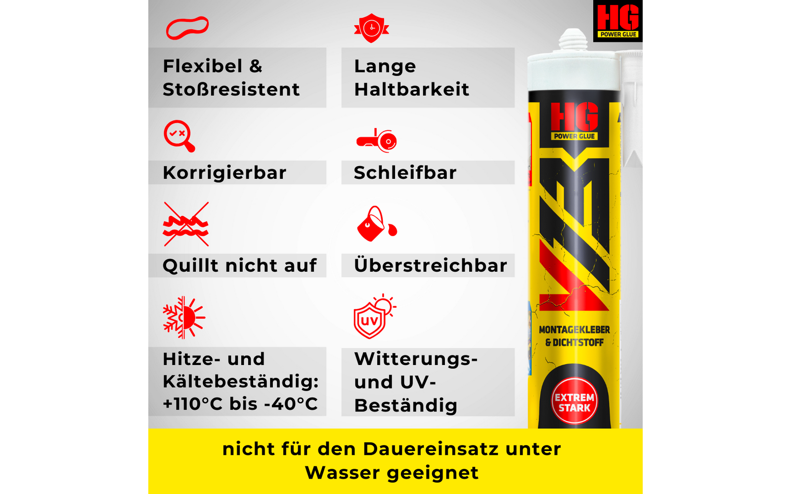 Produktbild HG Power Glue V13 Hochleistungs-Montagekleber und Dichtstoff 440 g 1