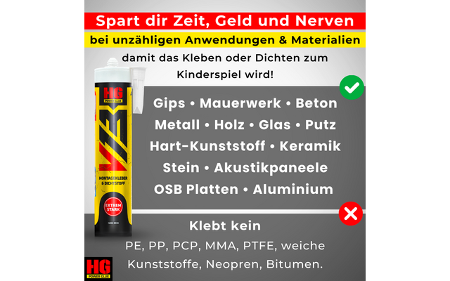 Produktbild HG Power Glue V13 Hochleistungs-Montagekleber und Dichtstoff 440 g 1