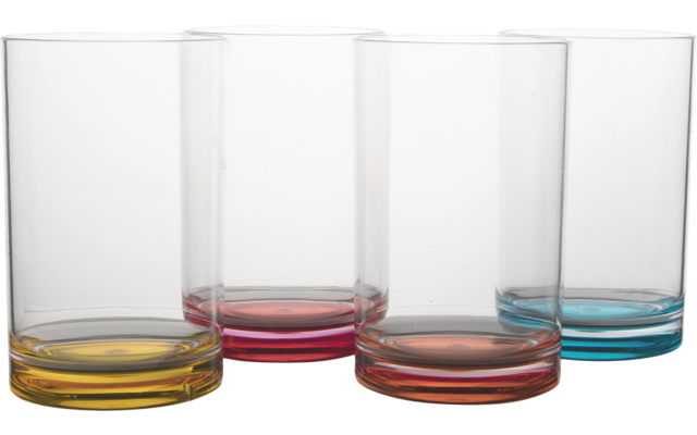 Gimex Water Glass with colored bottom Rainbow 4pcs.