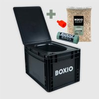BOXIO Toilet GO Trenntoilette Komplettset mit Hanfstreu, Bio Bags und Plug