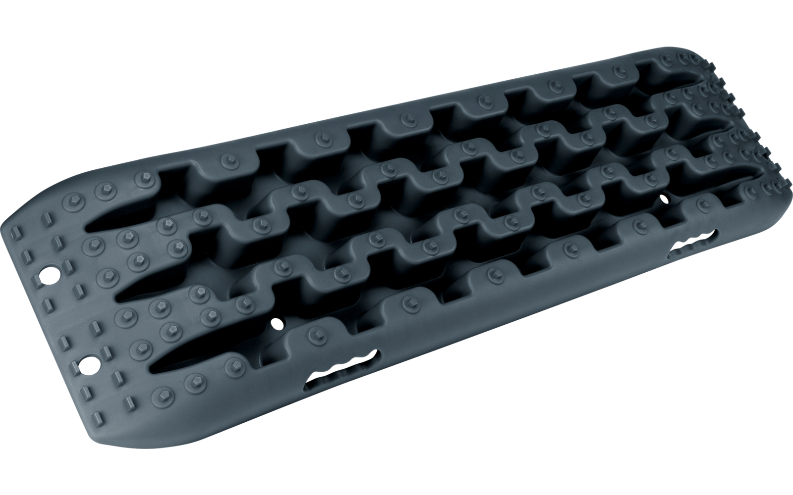 Tapis gonflable gris foncé avec deux rangées de chambres à air allongées et picots texturés le long du bord
