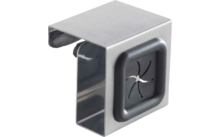 Support métallique rectangulaire avec insert carré en caoutchouc noir et fentes en forme de pétales