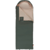 Open rechthoekige slaapzak met groene buitenstof en lichte voering aan de binnenkant