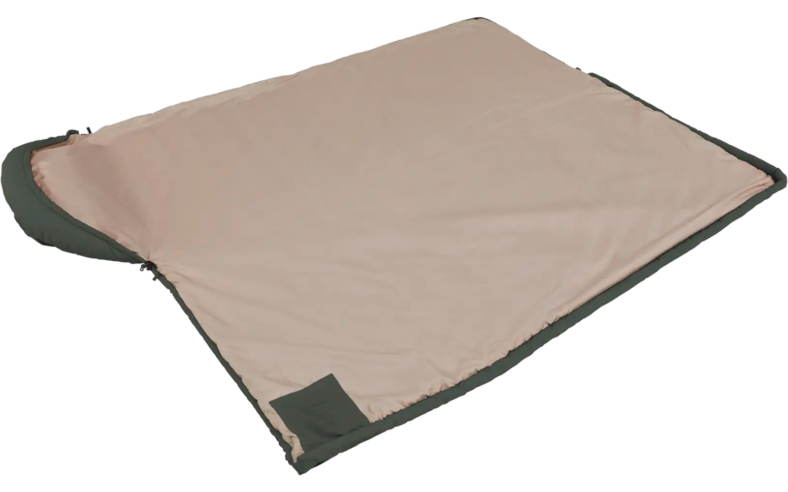 Beige deken met donkere randen uitgespreid