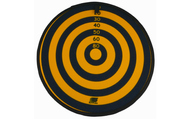 Dartscheibe mit schwarzem und orangefarbenem Zielrundmuster