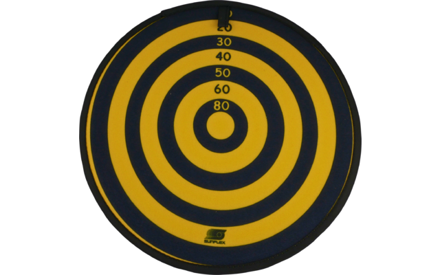 Dartbord met zwart-oranje concentrisch doelpatroon