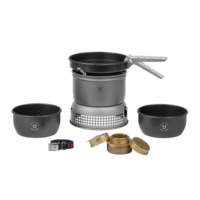 Set de cuisine de camping avec 3 pi&egrave;ces de br&ucirc;leur &agrave; gaz Trangiak&ouml;k 27 - 5 HA gris (Set 3) Trangia