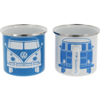 VW Collection T1 Bus esmalte juego de tazas 2 piezas 350 ml blanco / azul
