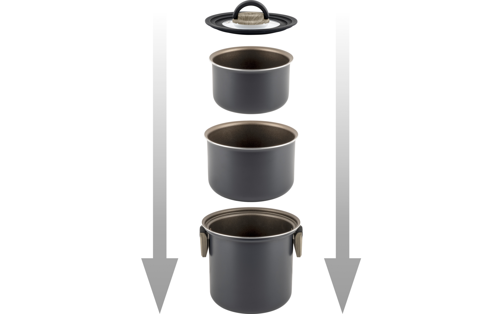 Produktbild Brunner Torralta Topfset stapelbar platzsparend f&uuml;r alle Herdarten geeignet 1