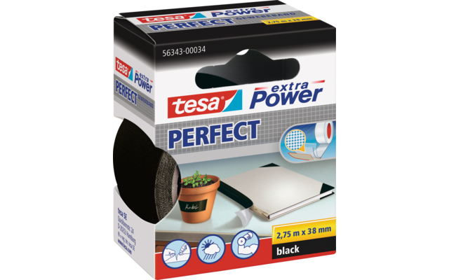 Tesa Extra Power Perfect Adhesive Tape Fabric 2.75 m Black 38 mm