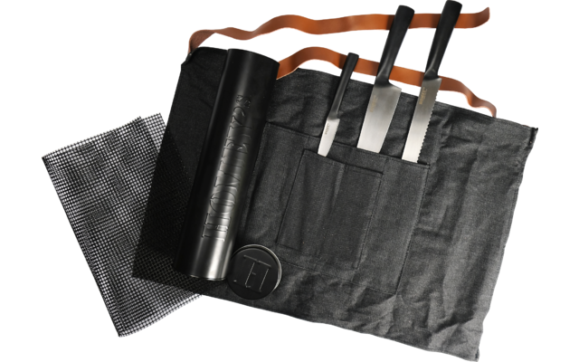 Homeys Grilla grill set 5 pieces with three knives grill mat kitchen apron leftover box