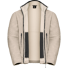Beige Fleecejacke mit offenem Reißverschluss, zwei Reißverschlusstaschen und Stehkragen